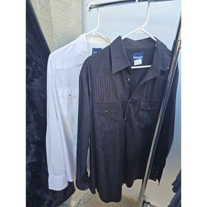 Lot – 2 × Wrangler Men's XL Long Sleeve Pearl Snap Western Shirts Black & White